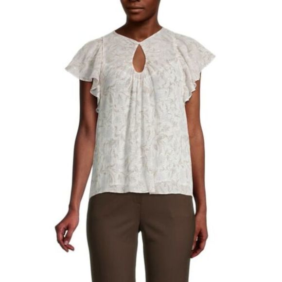 REBECCA TAYLOR Womens White Pocketed Slitted Button Front Lined Printed Midi A-Line Skirt main image 0